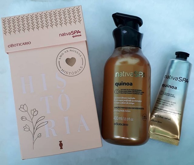 Kit Presente Nativa SPA Quinoa: Loção Hidratante Desodorante Corporal 400ml + Creme Antissinais de Mãos 75g