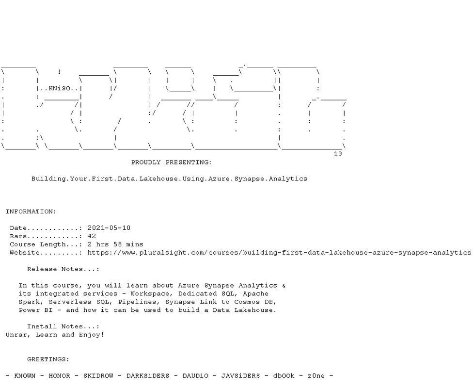 PluralSight Building Your First Data Lakehouse Using Azure Synapse Analytics Bookware PluralSight Building Your First Data Lakehouse Using Azure Synapse Analytics Bookware