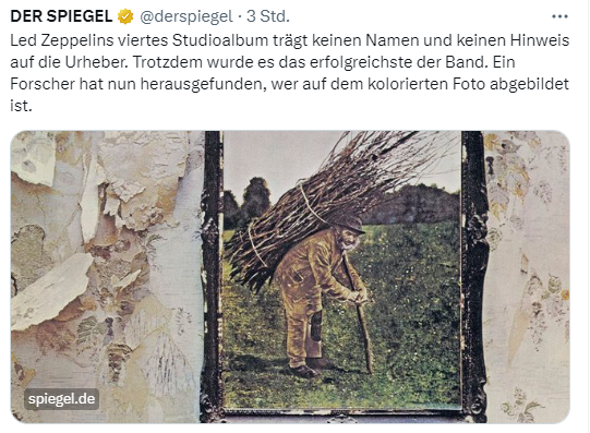 Led Zeppelin IV Album-Cover mit unbekanntem Mann