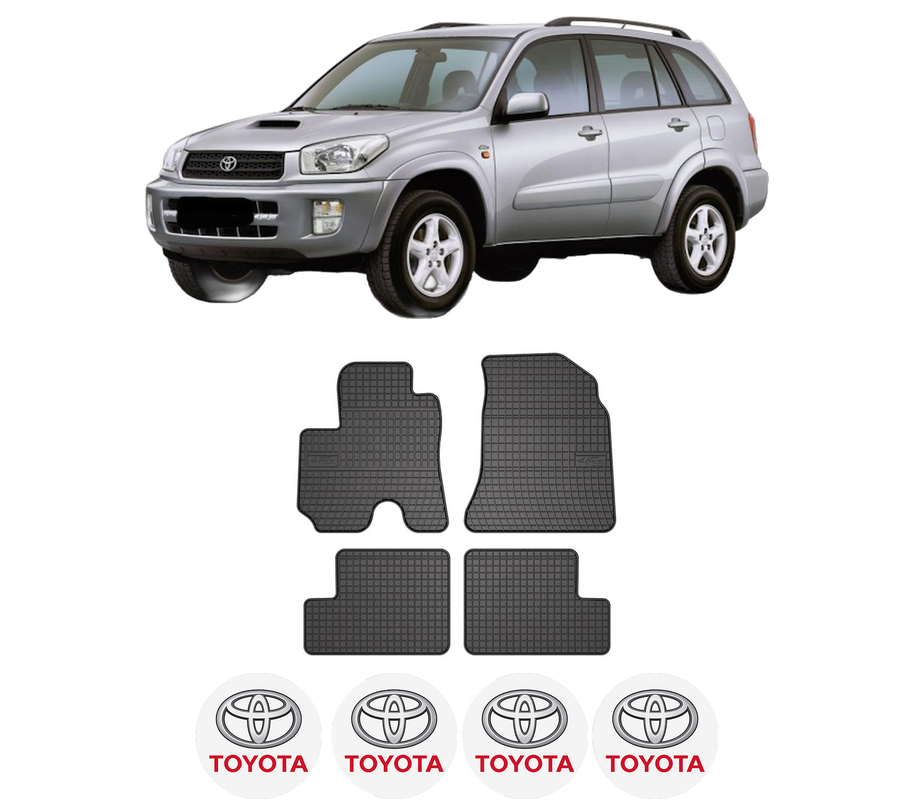 Set covorase presuri TOYOTA RAV 4 II (_A2_) din 2000-2005, auto, din cauciuc thermoplastic, 4 Stickere auto cu TOYOTA