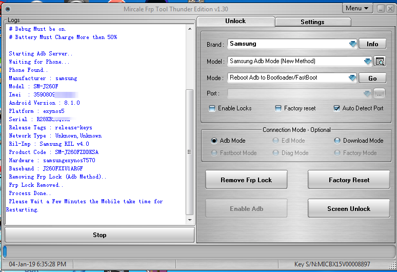 Samsung Sm J260f Frp Lock Remove Done By Miracle Frp Tool 1 30 Gsm Forum