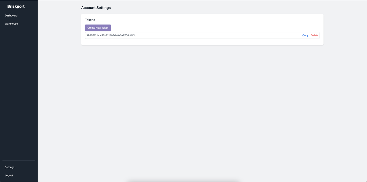 Briskport settings screenshot