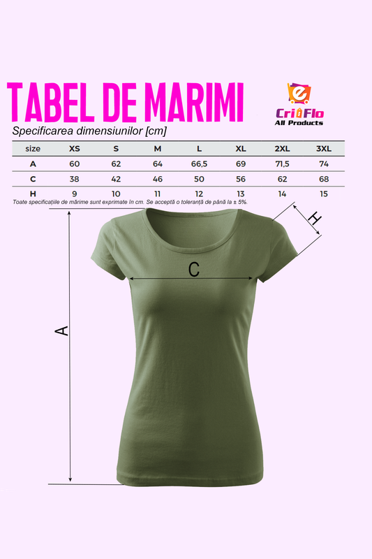 Tricou Dama Bumbac Simplu Casual Elegant Vara, femeie, Cri-Flo, Culoare Khaki, Marime L