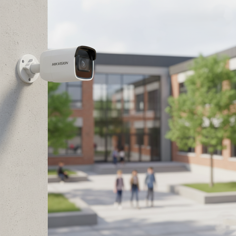 Câmera Hikvision Bullet instalada em ambiente externo