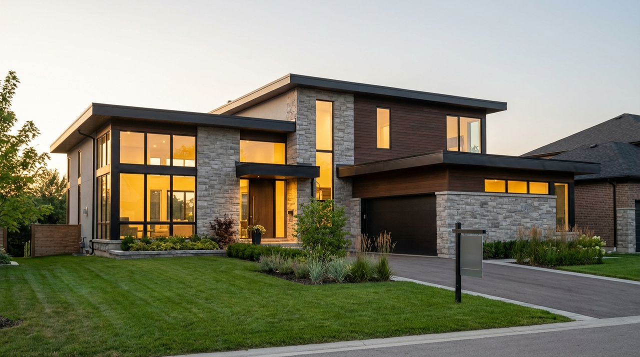 Professional real estate photography team capturing a modern Ontario home for a realtor