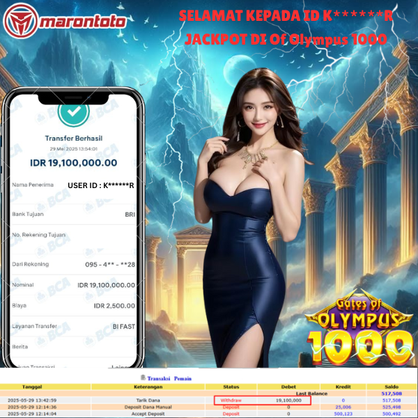 Bukti Kemenangan Member Marontoto Sebesar 19,100,000 JuTa