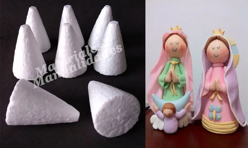 recuerdos primera comunion conos de icopor para crear muñecas virgenes en porcelanicron decorar navidad