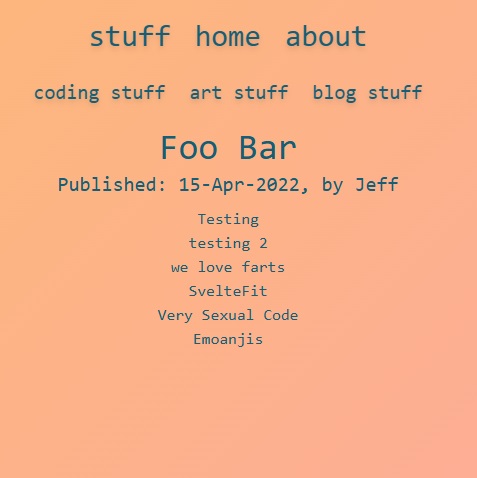 Markdown content rendered out through a Svelte component