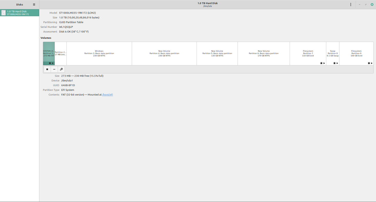 Disk partition Screenshot