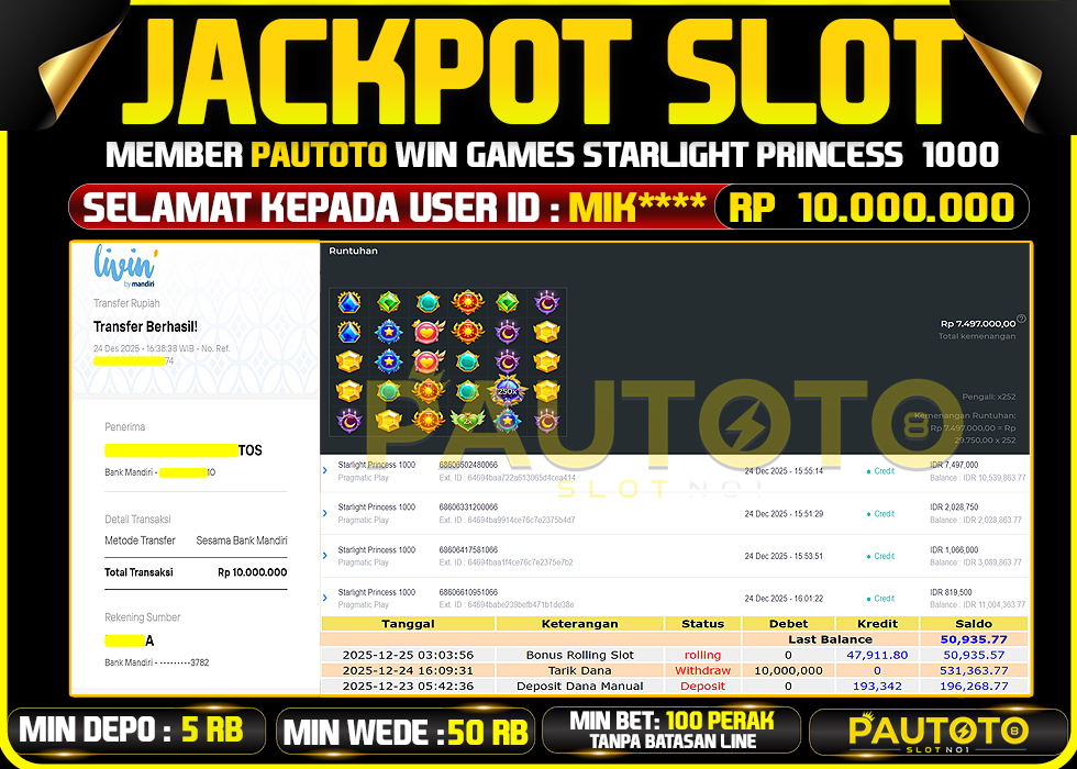 BUKTI JACKPOT LUNAS PAUTOTO