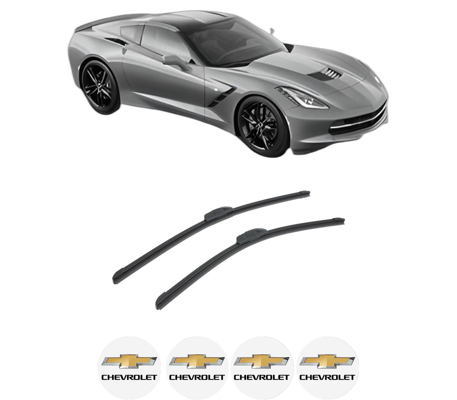 Set stergatoare auto CHEVROLET CORVETTE (C7) din 2014-2019, pentru parbriz auto, 2 bucati, Bosch Aerotwin Retrofit, din cauciuc siliconat rezistent, 4 Stickere Auto CHEVROLET