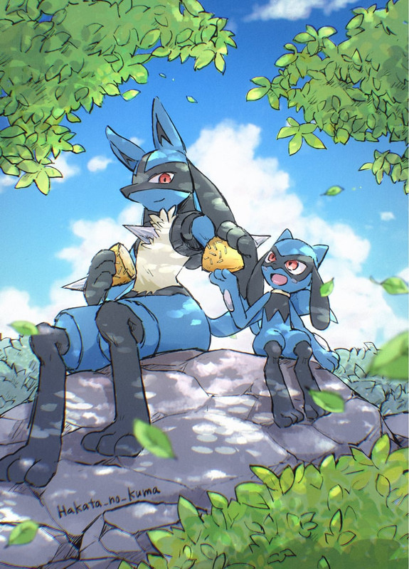lucario-and-riolu-pokemon-drawn-by-hakat
