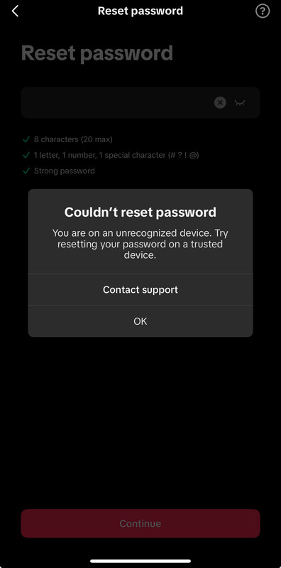 unrecognized device error