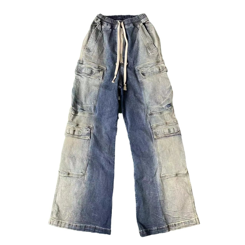 Rick Owens Edfu Cargo Pantalón Denim Azul