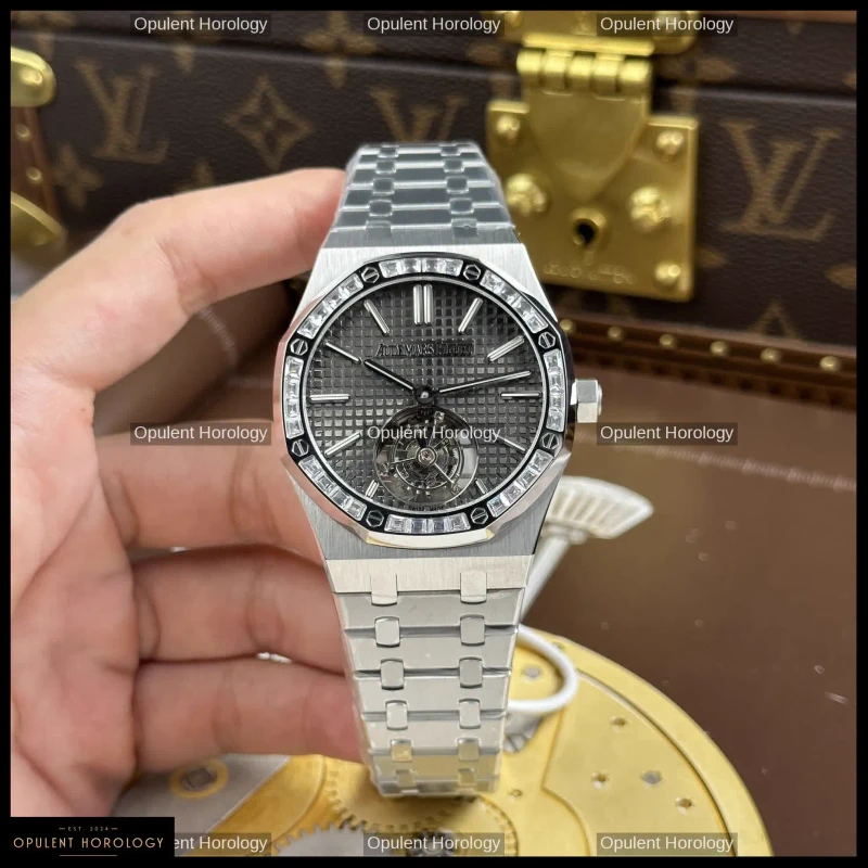 Audemars Piguet Royal Oak Flying Tourbillon 26730BC Baguette Diamond Gray Dial 41mm