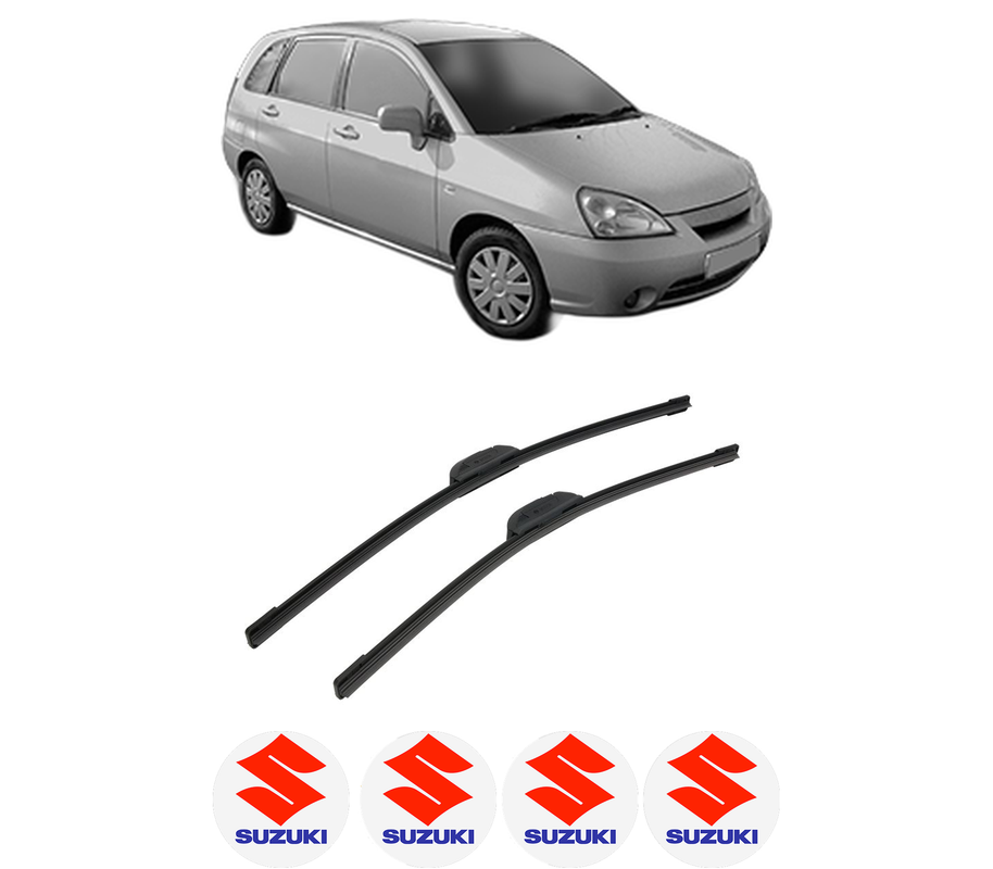 Set stergatoare auto SUZUKI LIANA Hatchback din 2001-2007, pentru parbriz auto, 2 bucati, Bosch Aerotwin Retrofit, din cauciuc siliconat rezistent, 4 Stickere Auto SUZUKI