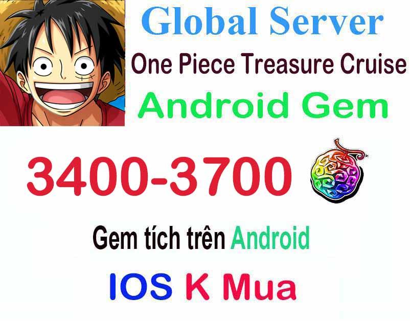 [Global/Android] 3400+ Gems | One Piece Treasure Cruise Starter account 