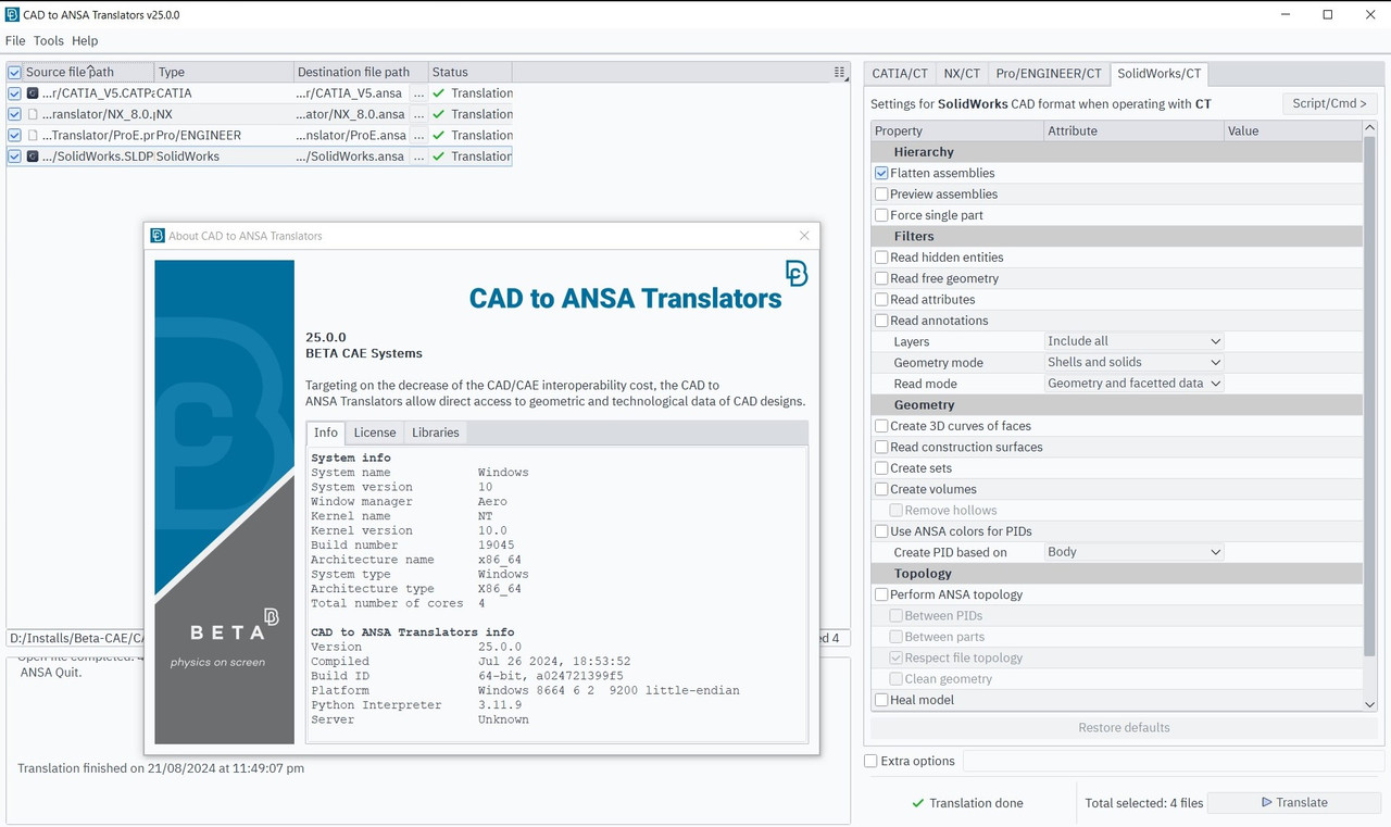 Working with BETA CAE CAD Translator 2025.0 full license
