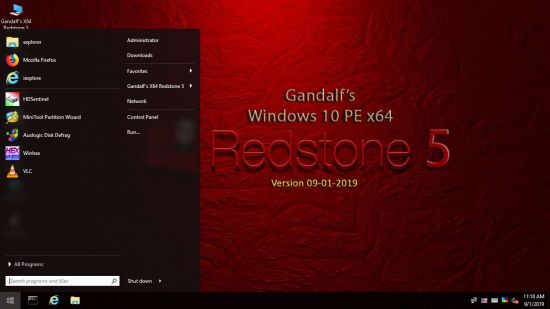 Gandalf's Windows 10 PE x64 - Version 1809 - Build 17763 (Redstone 5 | September 1, 2019)