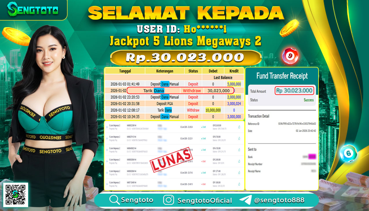 BUKTI PEMBAYARAN SLOT 5 LIONS MEGAWAYS 2