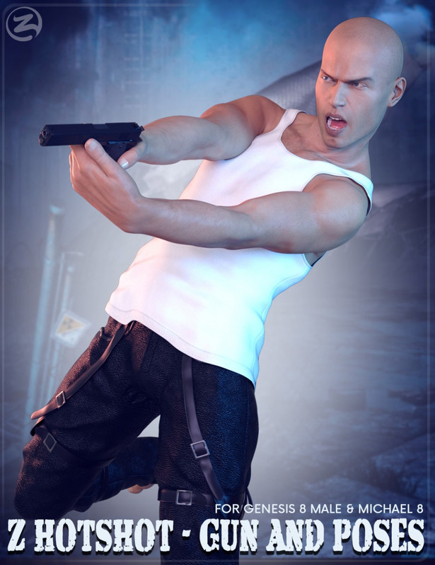 Z Hotshot - Gun and Poses for Genesis 8 Male & Michael 8 Z Hotshot - Gun and Poses for Genesis 8 Male & Michael 8