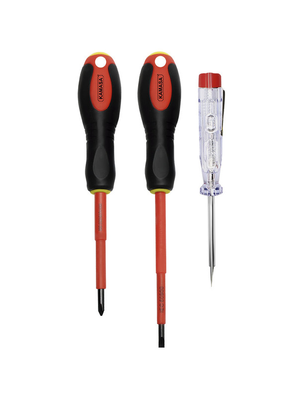 JUG. DESARMADOR AISLANTE Y PILOTO X3PCS KAMASA