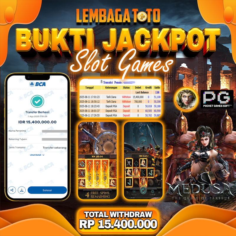 BUKTI JACKPOT 12 AGUSTUS LEMBAGATOTO MEDUSA II  Rp.15.400.000,- LUNAS