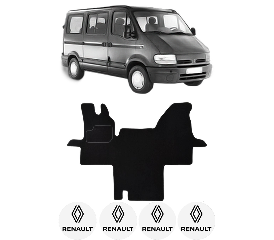 Set Covorase Presuri RENAULT MASTER II Bus (JD) din 2003-2010, Auto, Material Textil Mocheta, 4 Stickere auto cu RENAULT