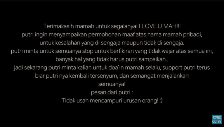 Pernyataan Putri Delina