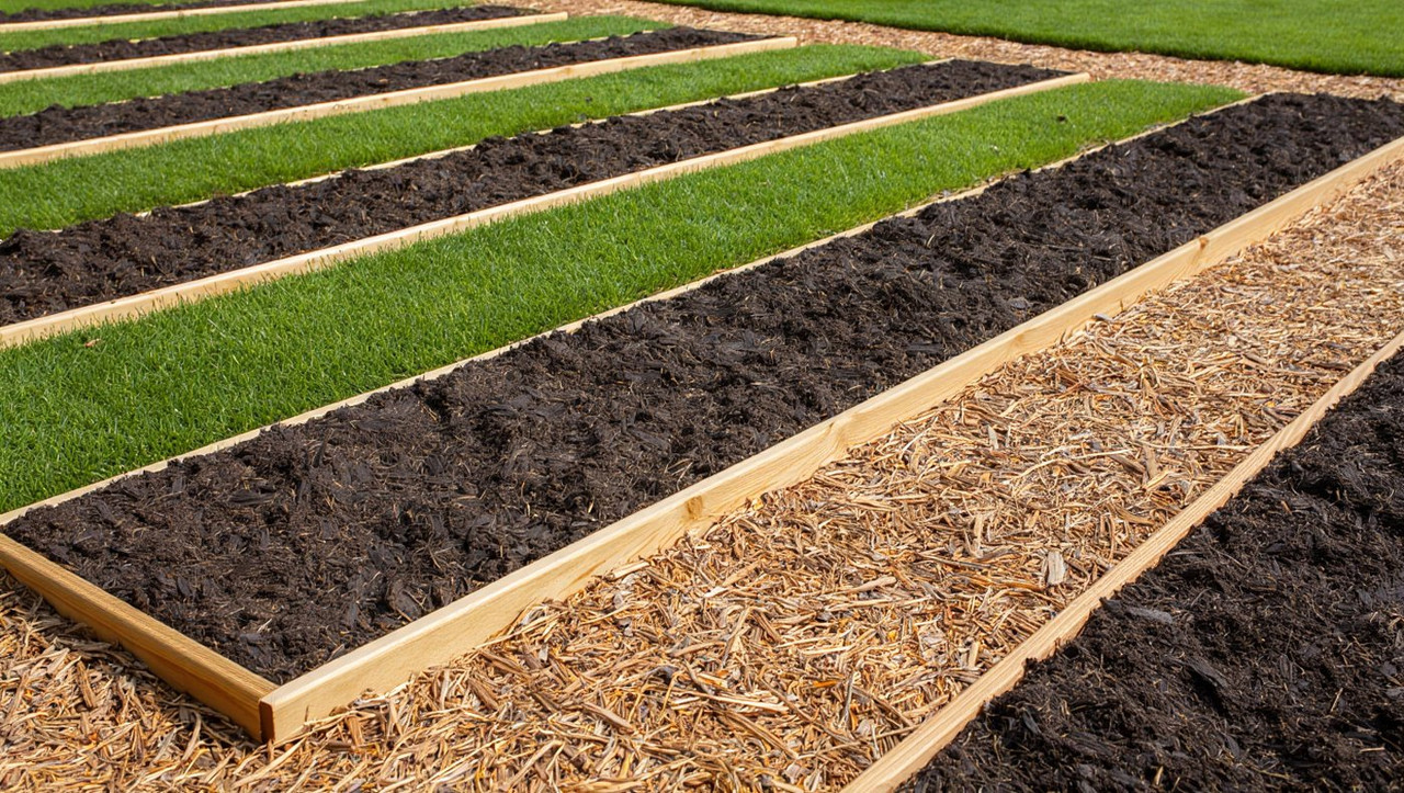 узкие грядки по методу Миттлайдера в умном огороде