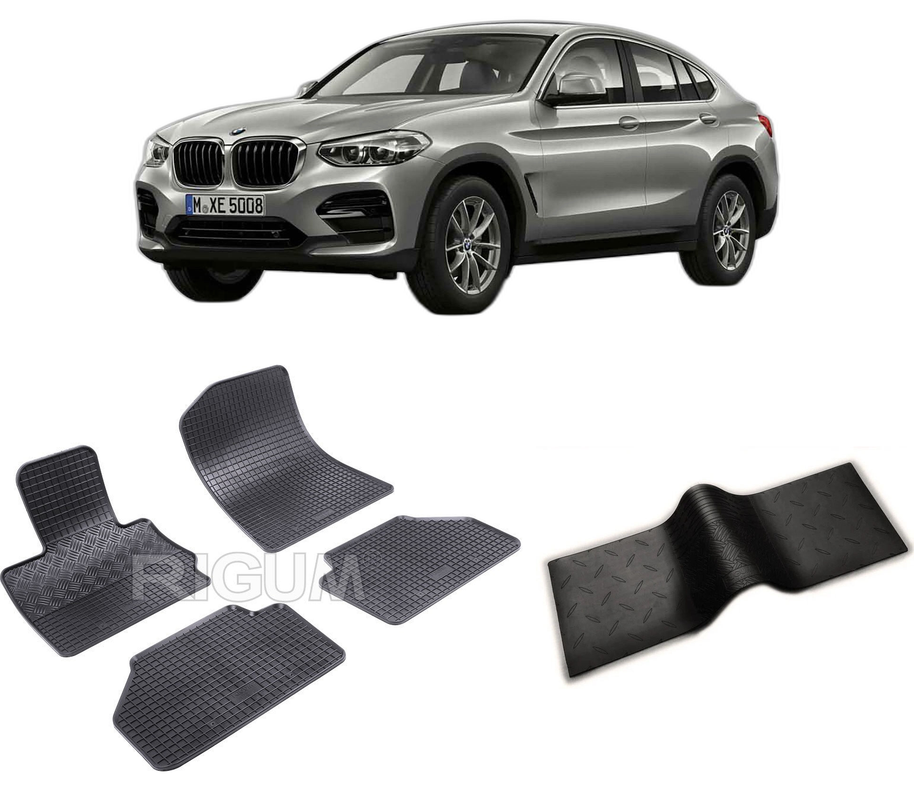 Set covorase auto BMW X4 F26 din 07.2014-03.2018, cu covoras tunel median, CAROSERIE SUV, Presuri cauciuc 100%, compatibil cu autoturismul BMW X4 F26, Rigum