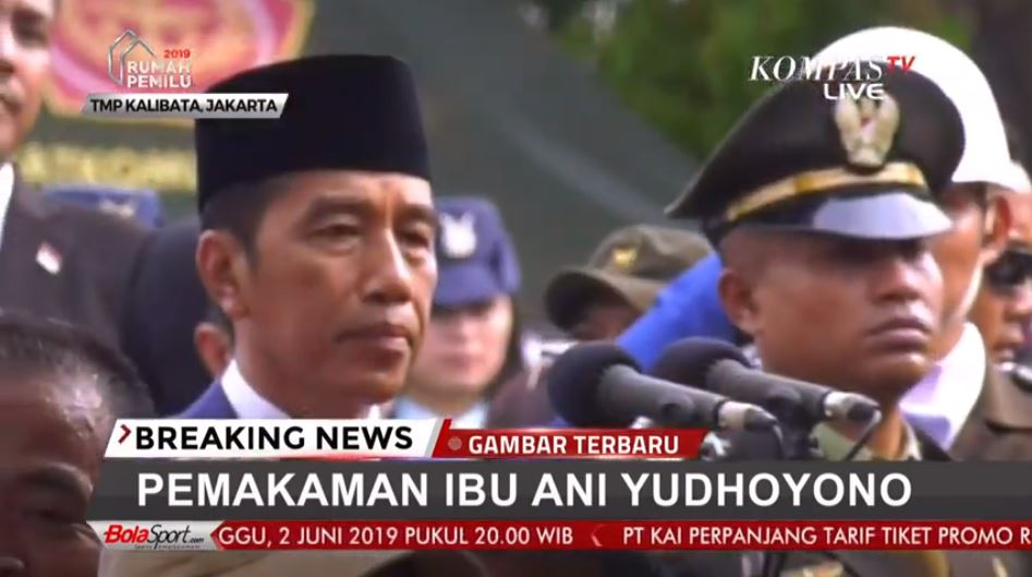 Joko Widodo akan memberikan sambutan di prosesi pemakaman Ani Yudhoyono