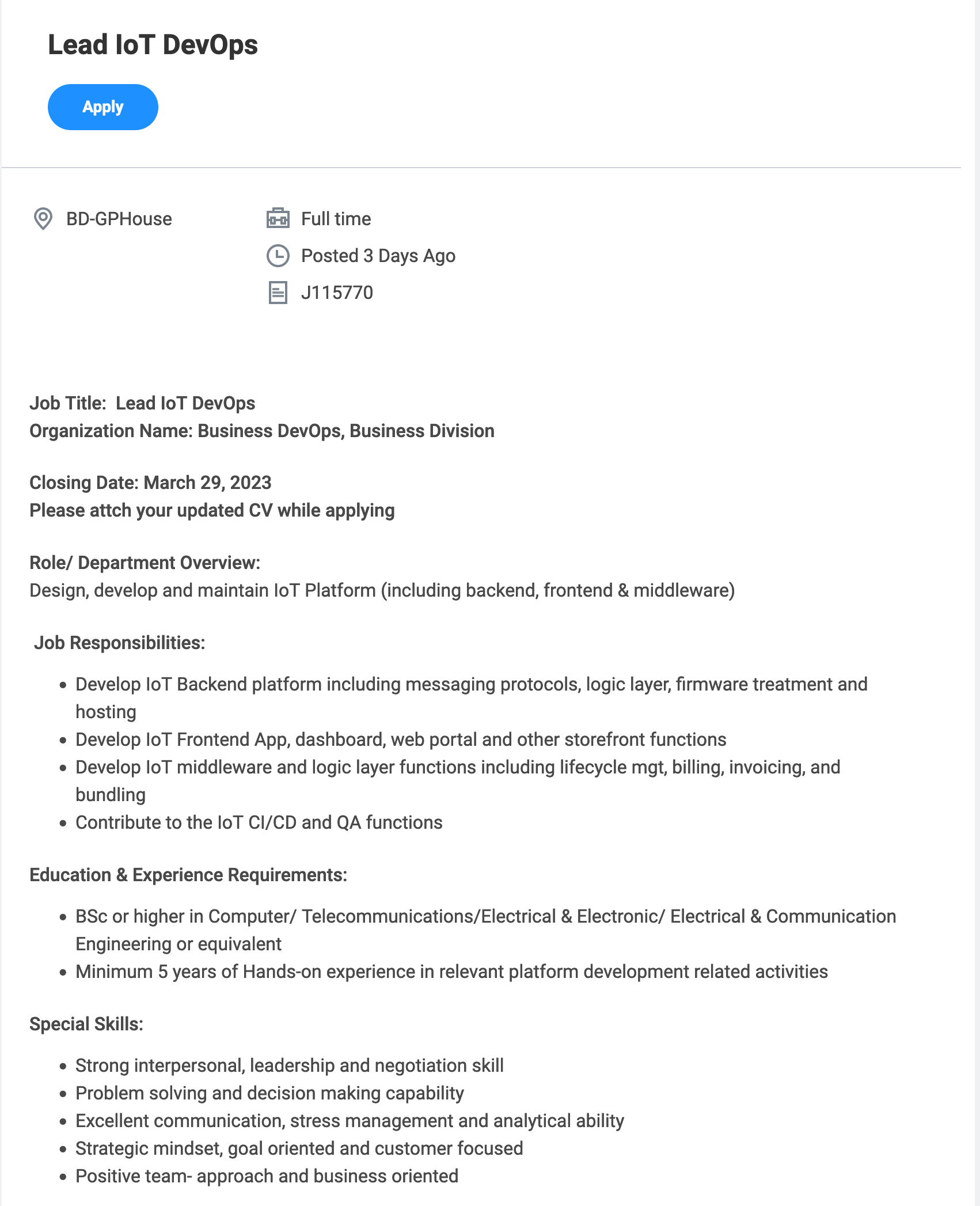 Grameenphone GP Job Circular 2023