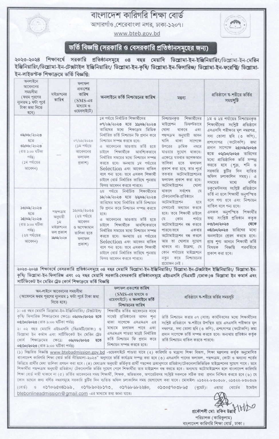 BTEB পলিটেকনিক ডিপ্লোমা ভর্তির ফলাফল 2023