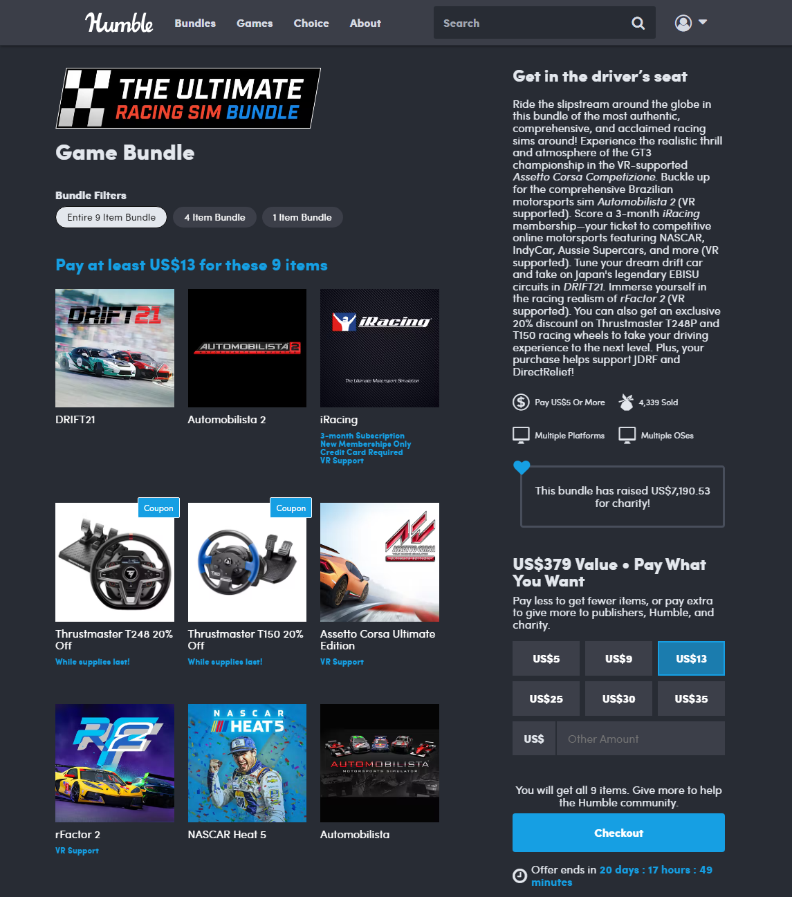 The Ultimate Racing Sim Bundle on Humble Bundle Store - BoxThisLap