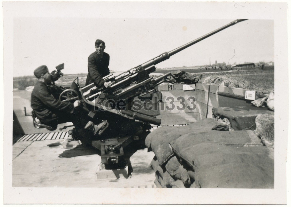 Foto Frankreich Atlantikwall Flak Artillerie Stellung 3,7cm Flugabwehr Geschütz