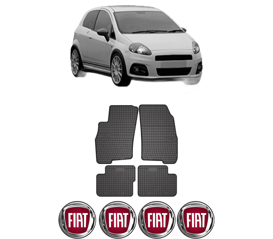 Set covorase presuri FIAT GRANDE PUNTO Van (199_) din 2006-2013, auto, din cauciuc thermoplastic, 4 Stickere auto cu FIAT