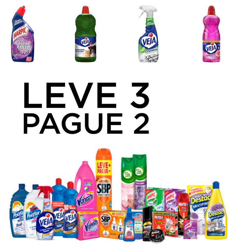Compre 3 e Pague 2 – Produtos de Limpeza – O Compre 3 produtos de limpeza da lista e só pague 2