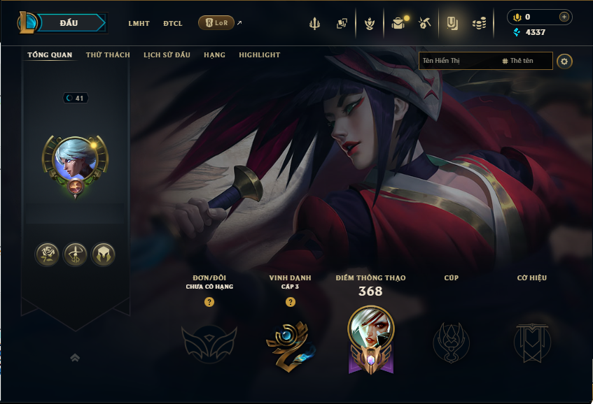 Acc LMHT # - Không Khung