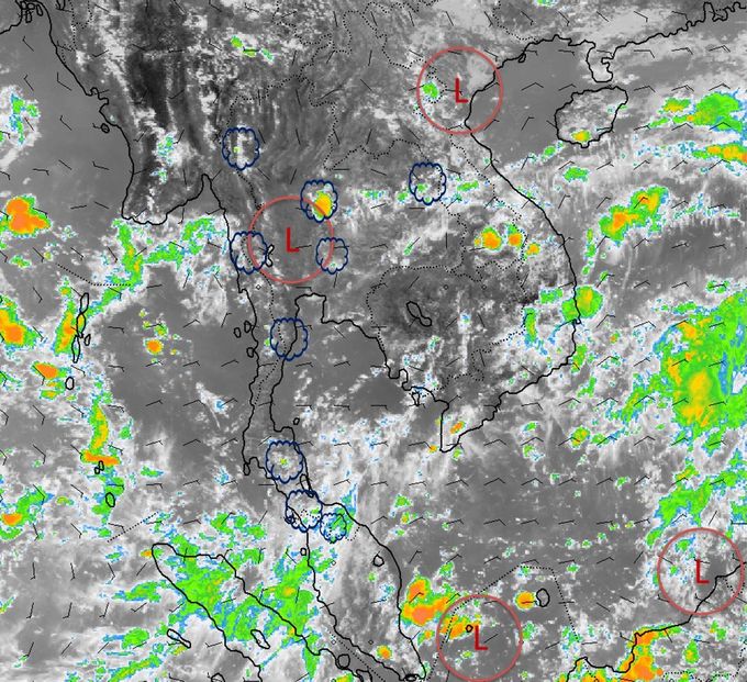 วิเคราะห์ภาพถ่ายดาวเทียมปริมาณฝนวันนี้ สภาพลมฟ้าอากาศ เมฆฝน พายุ ประเทศไทย