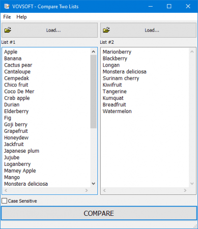 VovSoft Compare Two Lists 1.6.0