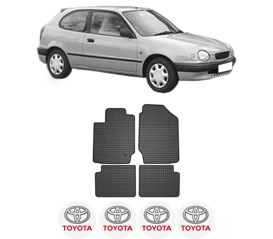 Set covorase presuri TOYOTA COROLLA Compact (_E11_) din 2000-2002, auto, din cauciuc thermoplastic, 4 Stickere auto cu TOYOTA