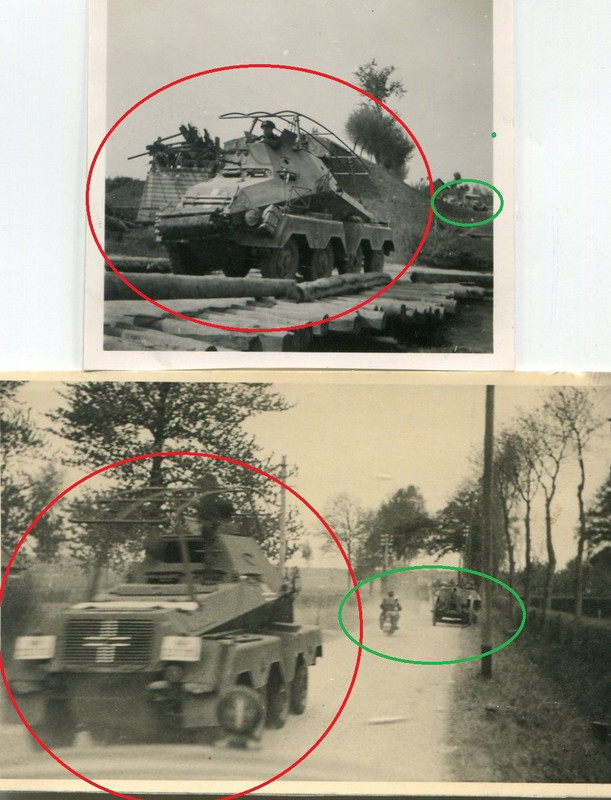 Foto 2x ACHT Rad Spähwagen Funk Sdkfz