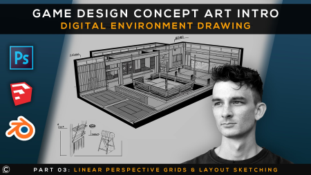 Game Design Concept Art Intro | Digital Environment Drawing | Part 3 | Persp. Grids & Layout Sketch