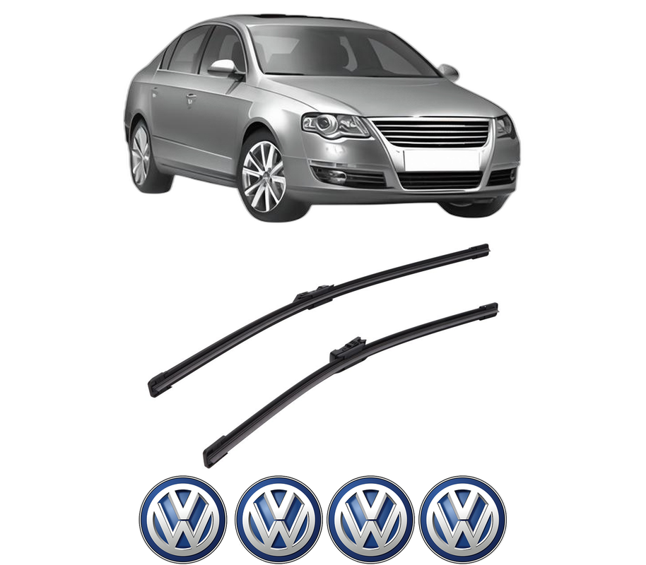 Set stergatoare auto Volkswagen PASSAT B6 (3C2) din 2005-2010, pentru parbriz auto, 2 bucati, Bosch Aerotwin, din cauciuc siliconat rezistent, 4 Stickere Auto Volkswagen