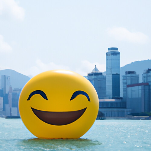 very weird looking smiling face emoji type thing