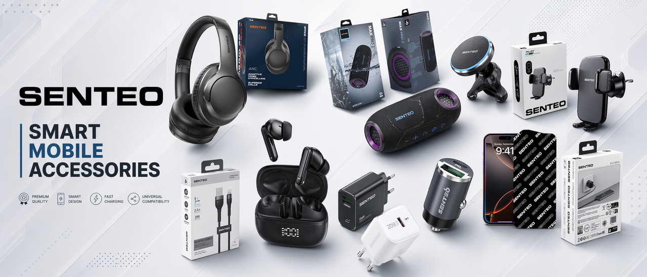 Мобільні аксесуари Senteo для смартфонів, авто та щоденної зарядки