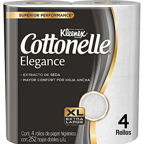 Amazon: Kleenex - Cottonelle Elegance - 4 Rollos Con 252 Hojas Dobles 
