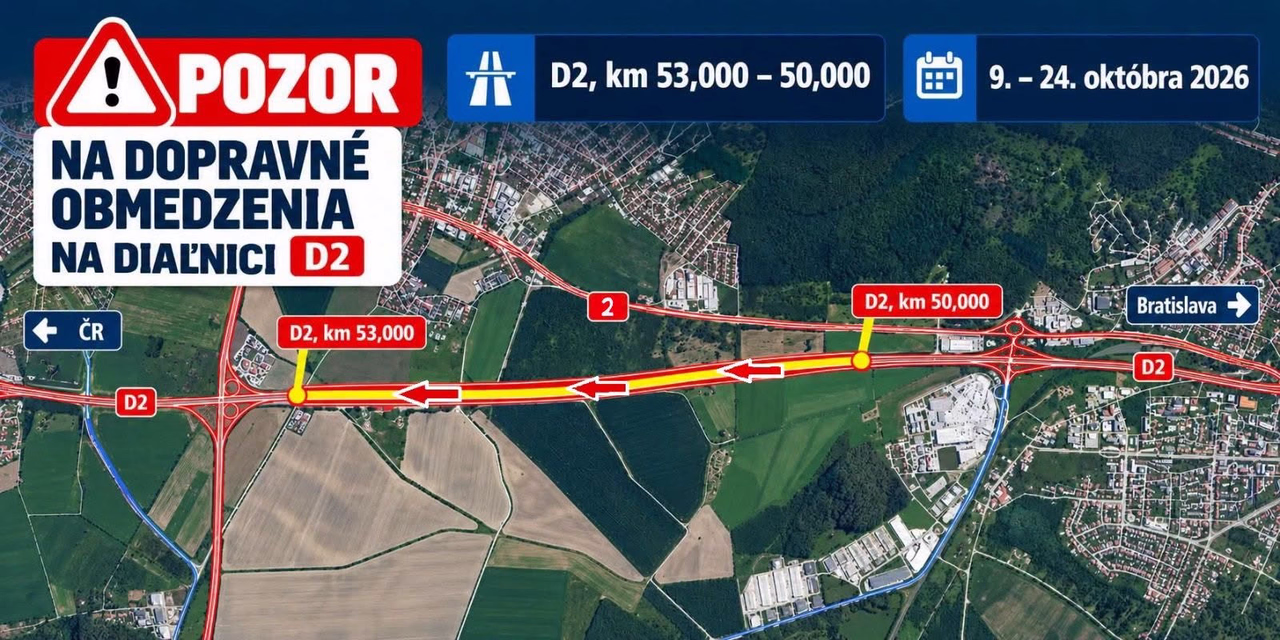 Práce potrvajú do 24. októbra 2026 v smere na Stupavu.