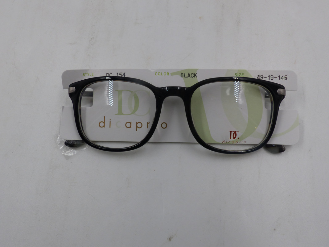 DICAPRIO DC154 UNISEX BLACK EYE G;ASSES W/ SILVER DETAIL SIZE 49-19-145